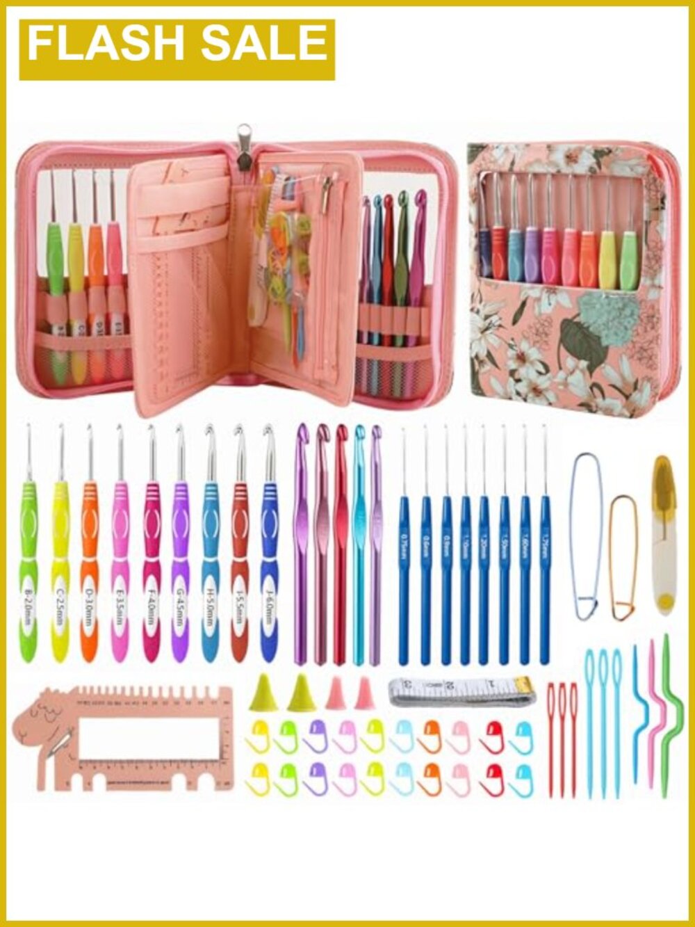 Ergonomic Crochet Hook Set 60 Piece with Storage Case for Beginners